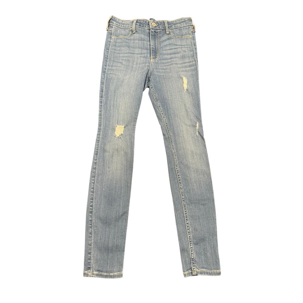 Hollister High-Rise Jean Legging Distressed Blue Denim Size 5S W27 L26